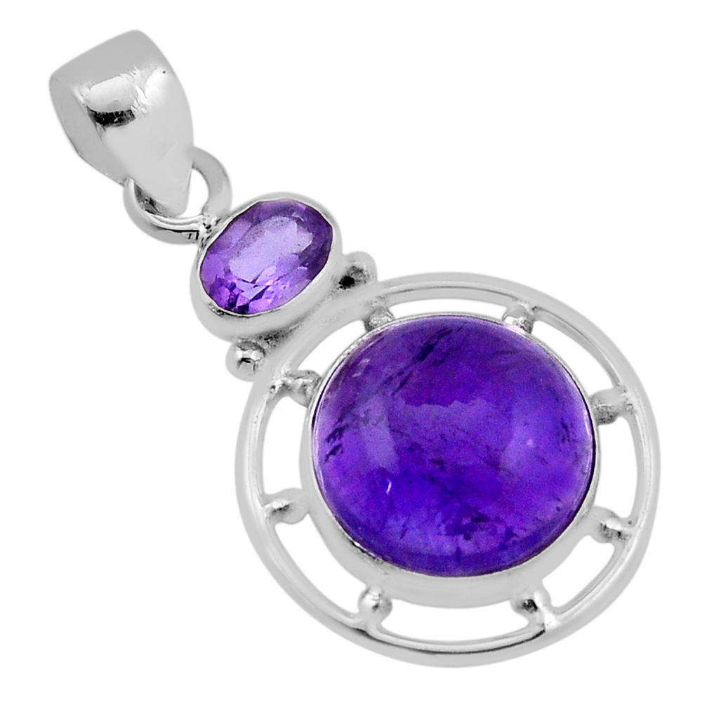 925 sterling silver 8.28cts natural purple amethyst round pendant jewelry n41684