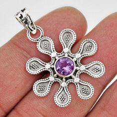 Clearance Sale- 925 sterling silver 1.04cts natural purple amethyst round pendant jewelry y52297