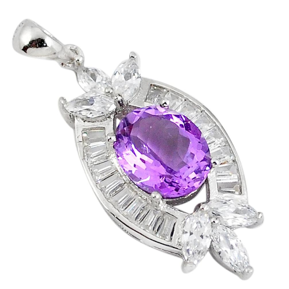 925 sterling silver natural purple amethyst topaz pendant jewelry c18141