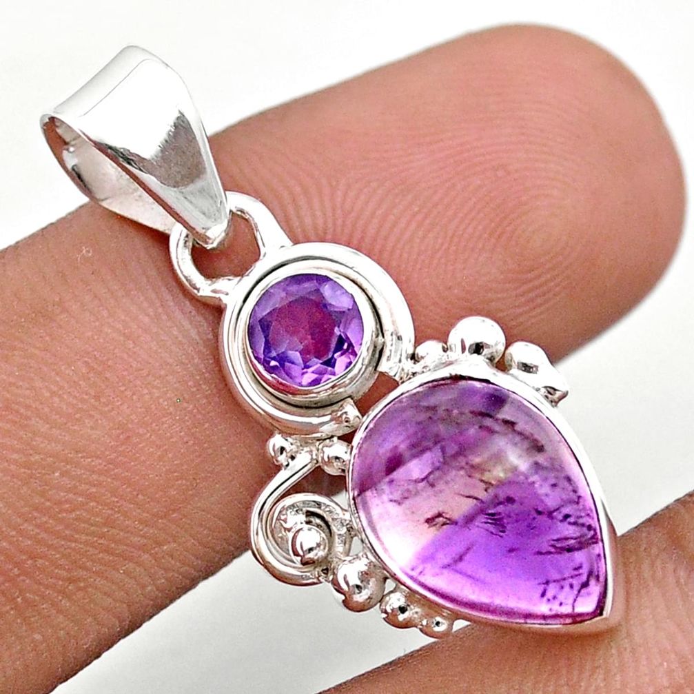 925 sterling silver 5.40cts natural purple ametrine amethyst pendant u17307