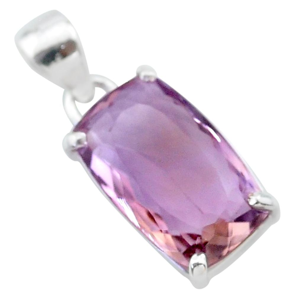 925 sterling silver 9.37cts natural purple ametrine octagan pendant t24267