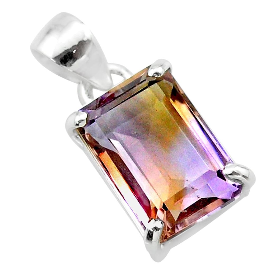 925 sterling silver 6.85cts natural purple ametrine octagan pendant t24279