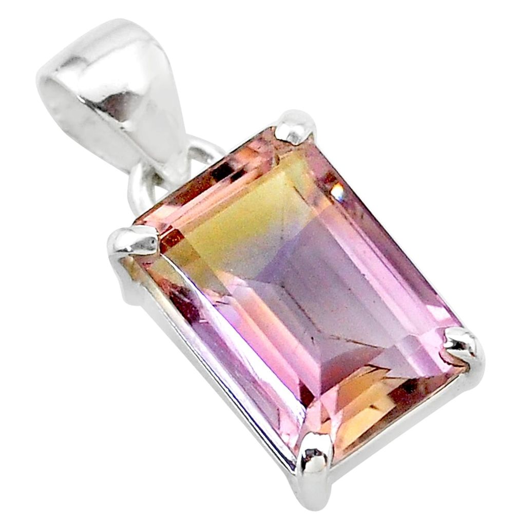 925 sterling silver 5.98cts natural purple ametrine octagan pendant t24312