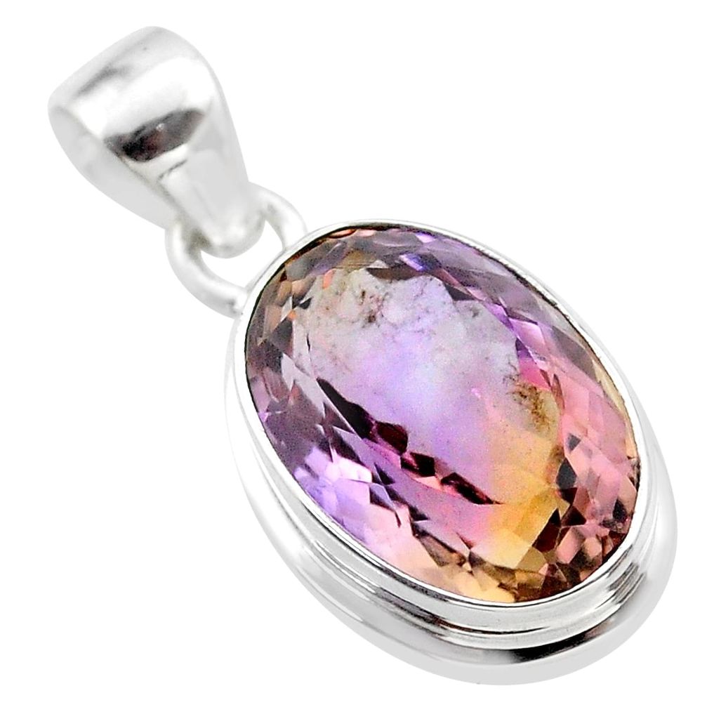 925 sterling silver 8.42cts natural purple ametrine oval pendant jewelry t45143