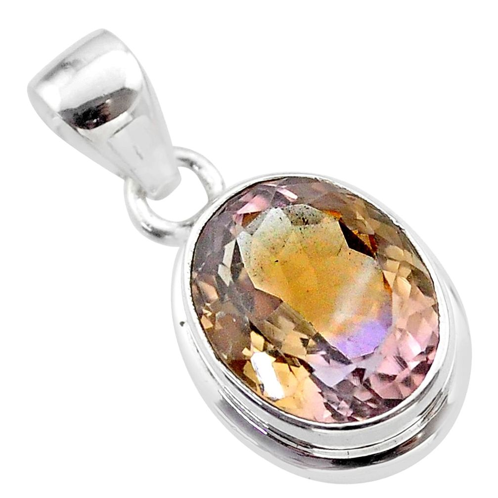 925 sterling silver 7.12cts natural purple ametrine oval pendant jewelry t45159