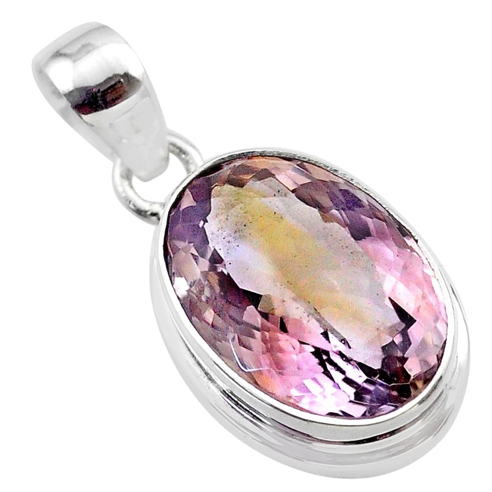 925 sterling silver 10.30cts natural purple ametrine oval pendant jewelry t45163