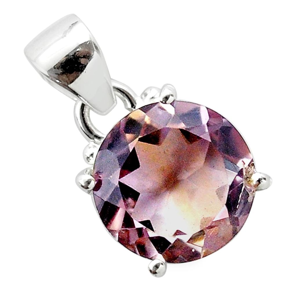 925 sterling silver 6.73cts natural purple ametrine round pendant jewelry t50166