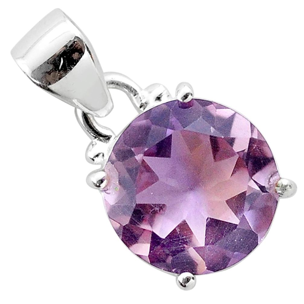 925 sterling silver 6.73cts natural purple ametrine round pendant jewelry t50175