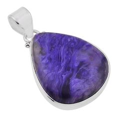 925 sterling silver 22.44cts natural purple charoite (siberian) pendant n32146