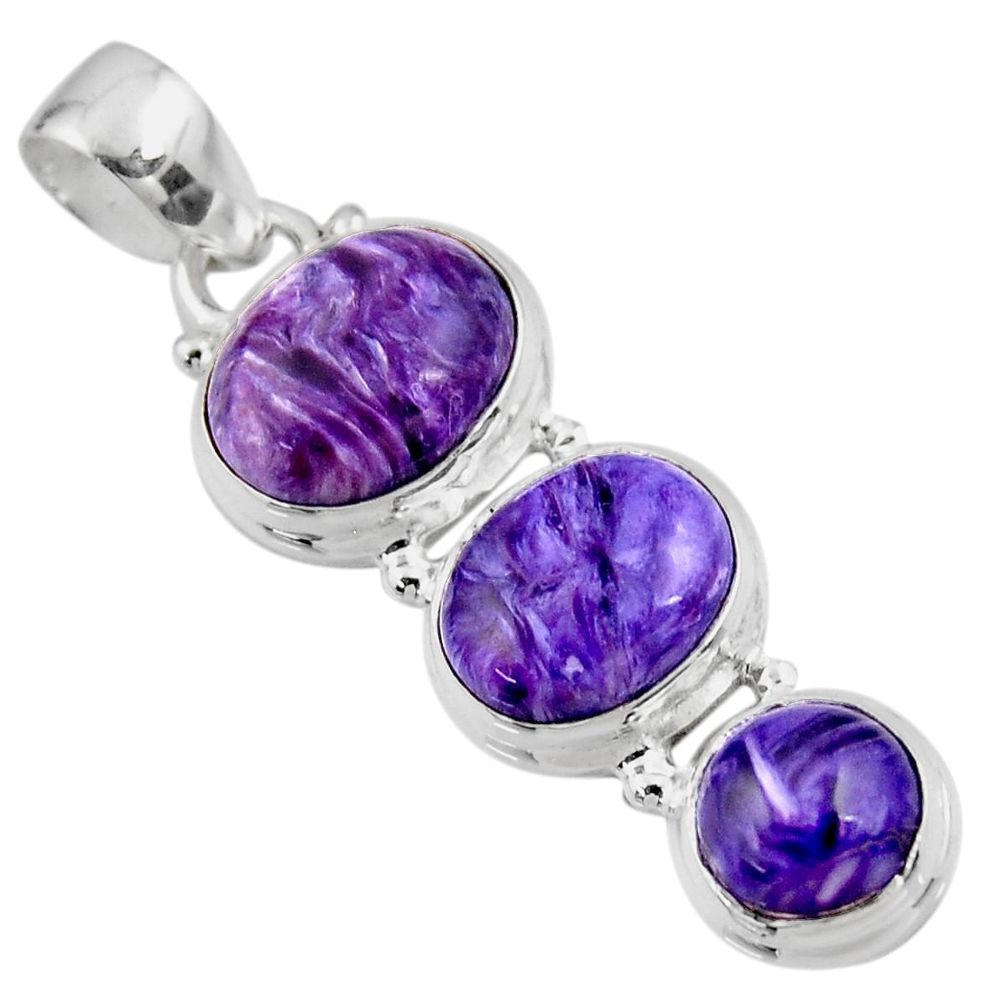 925 sterling silver 12.31cts natural purple charoite (siberian) pendant r53731