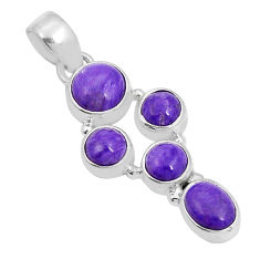 925 sterling silver 8.13cts natural purple charoite (siberian) pendant y5533