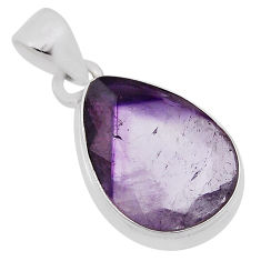 925 sterling silver 9.67cts natural purple chevron amethyst pear pendant n31082