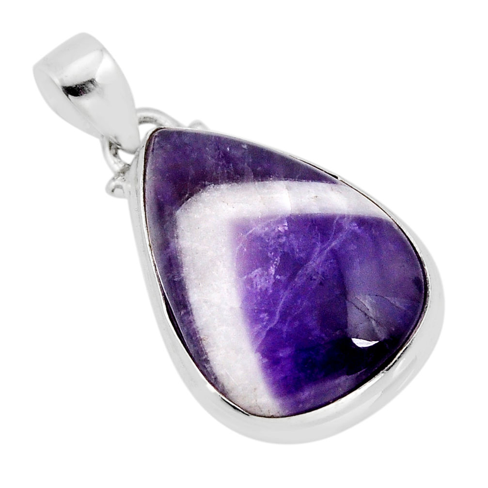 925 sterling silver 14.98cts natural purple chevron amethyst pear pendant y81970