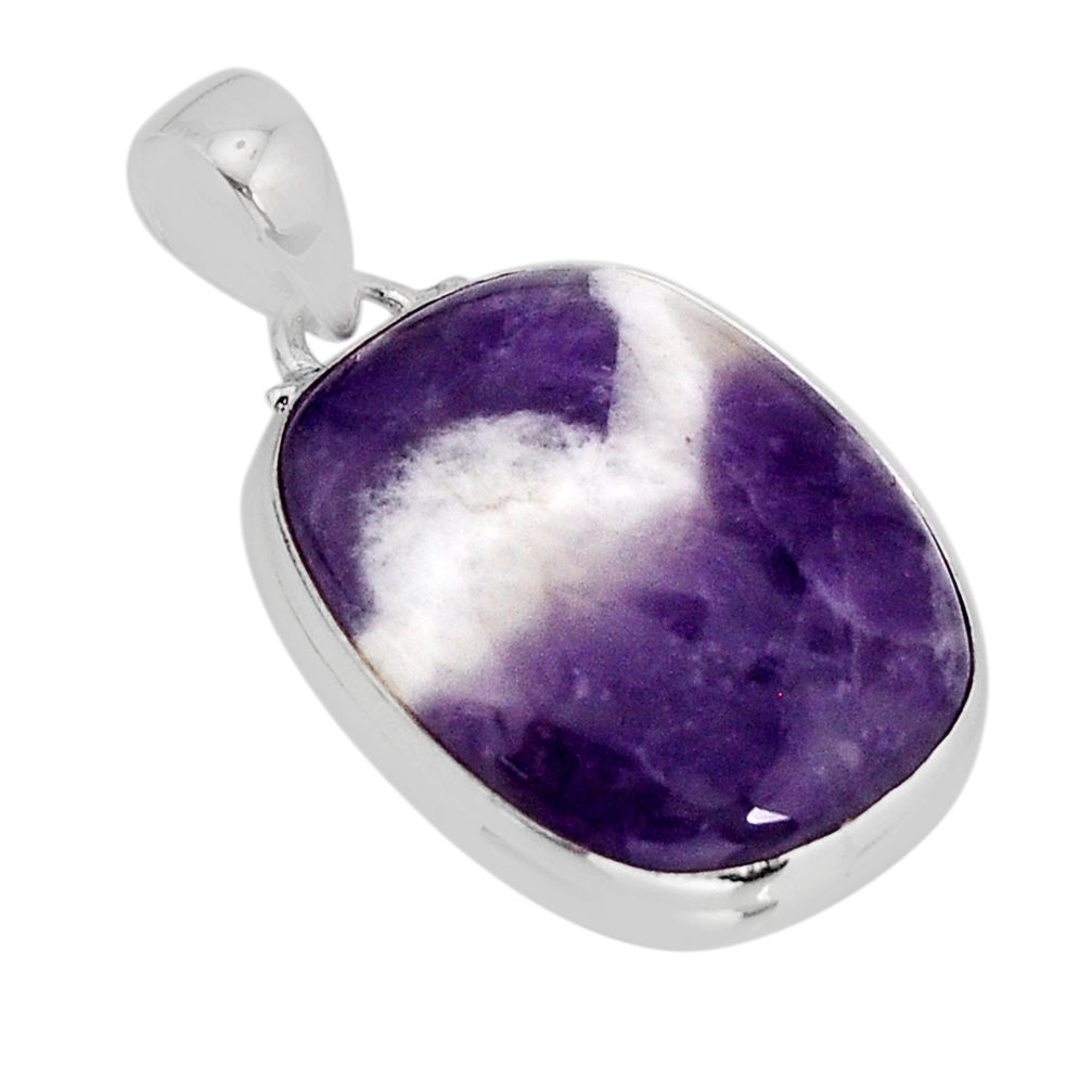 925 sterling silver 21.48cts natural purple chevron amethyst pendant y75329