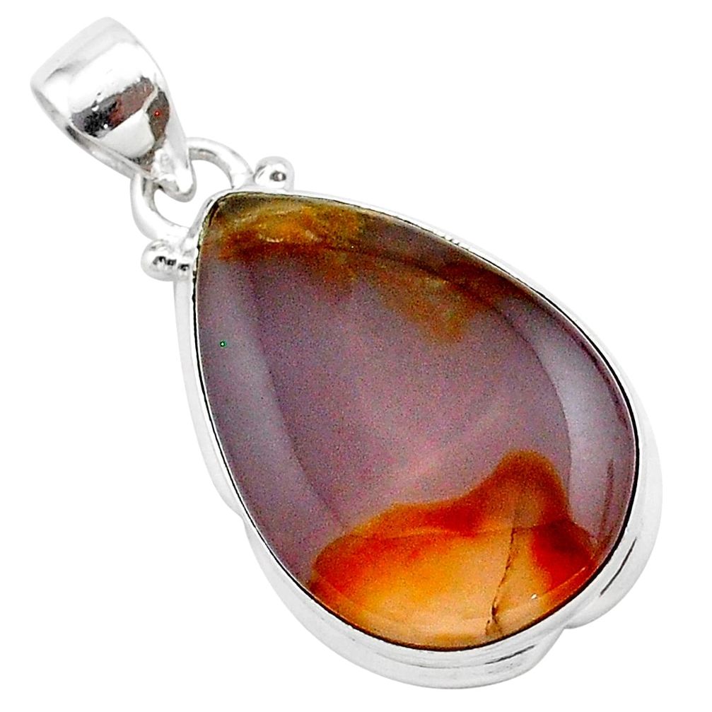 925 sterling silver 14.18cts natural purple grape chalcedony pear pendant t22913