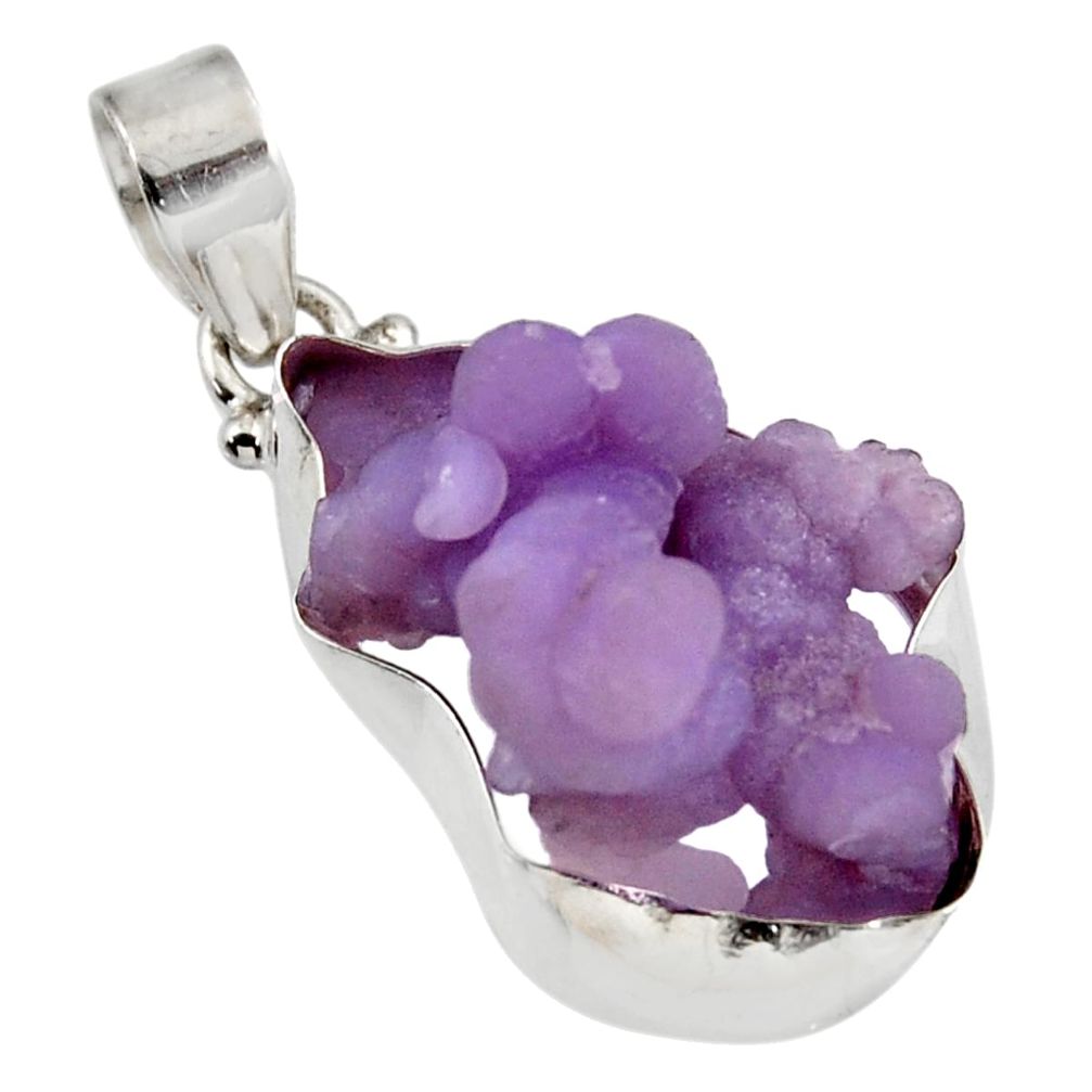 925 sterling silver 18.70cts natural purple grape chalcedony pendant d39259