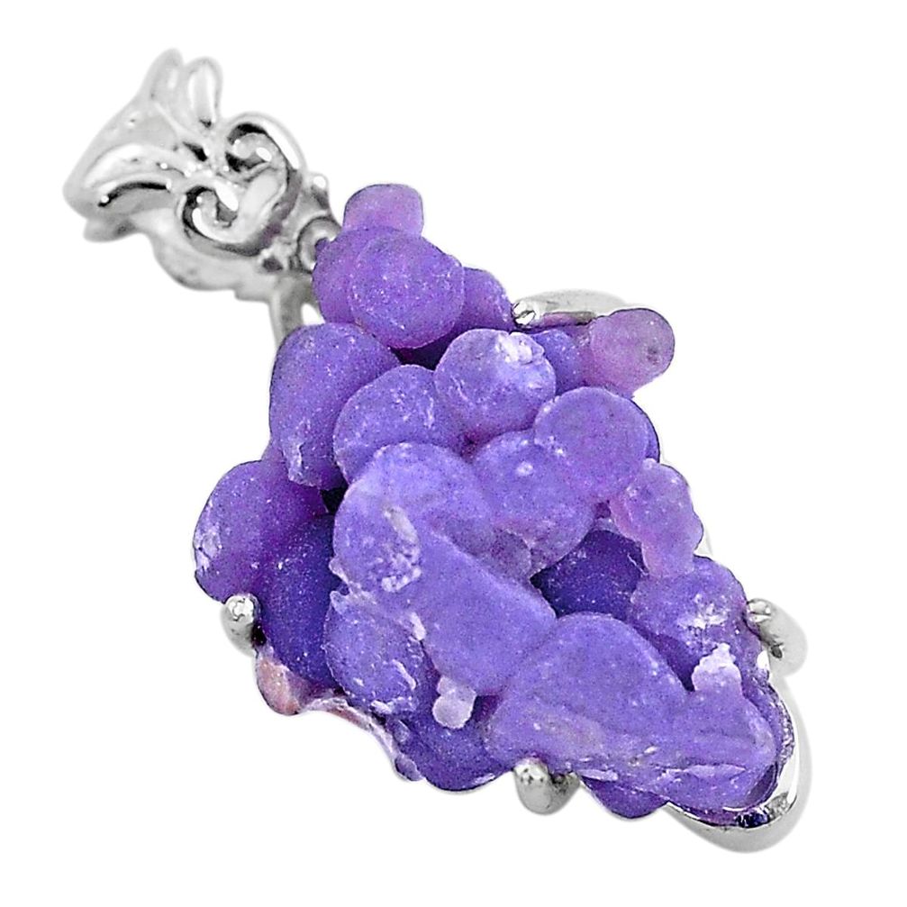 925 sterling silver 16.90cts natural purple grape chalcedony pendant t6449