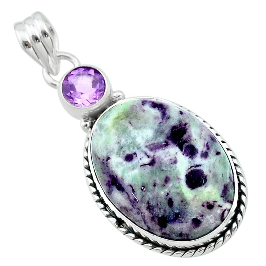 925 sterling silver 18.68cts natural purple kammererite amethyst pendant t22843