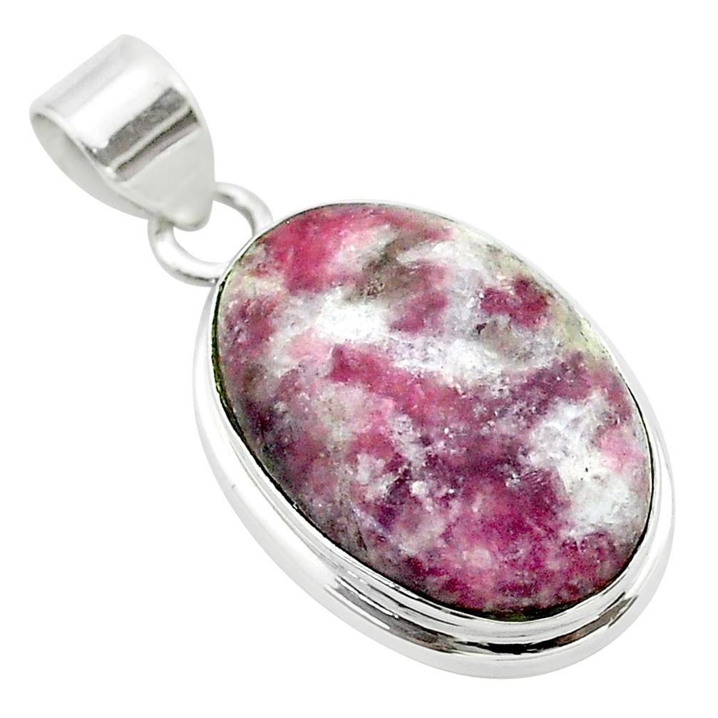 925 sterling silver 17.18cts natural purple lepidolite oval pendant t53750