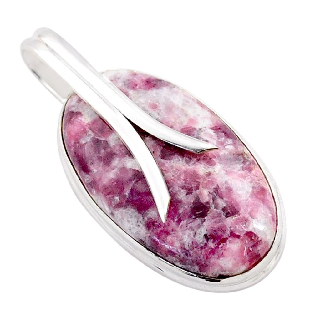 925 sterling silver 16.68cts natural purple lepidolite oval pendant t77543