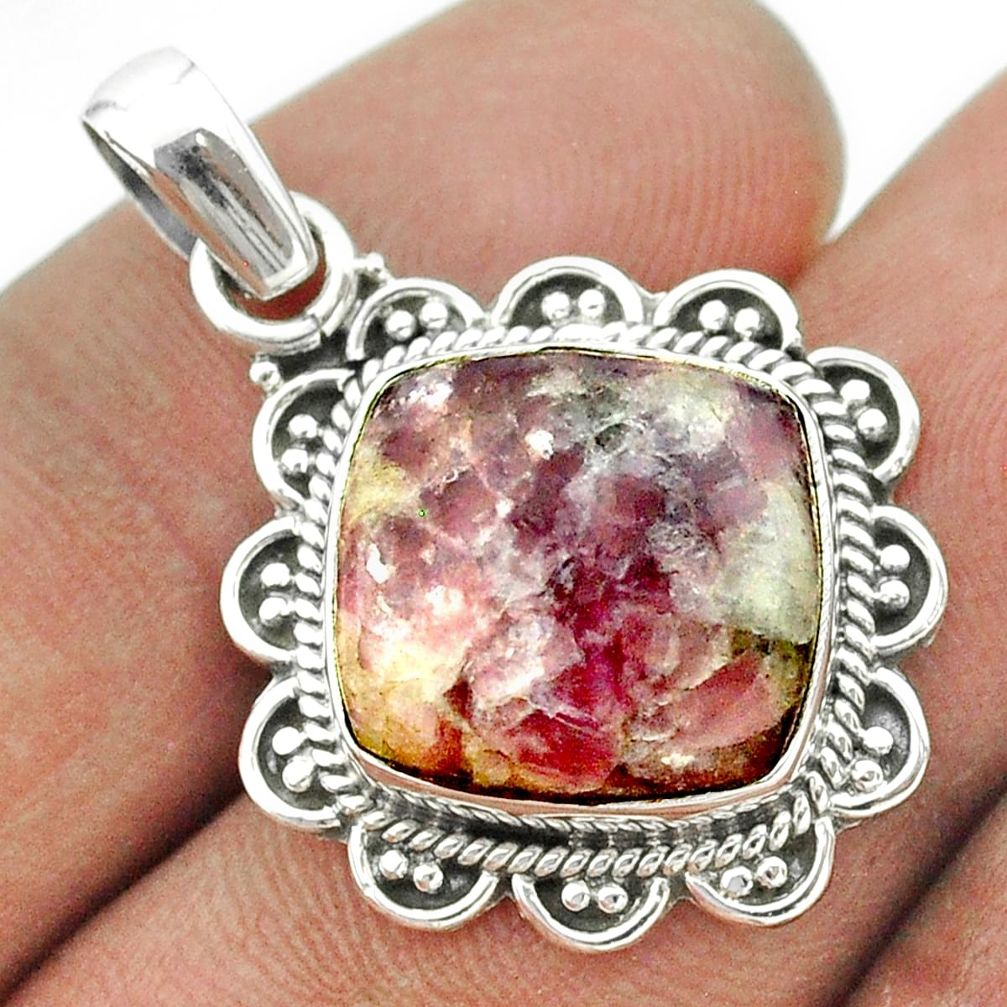 925 sterling silver 11.57cts natural purple lepidolite pendant jewelry t53287