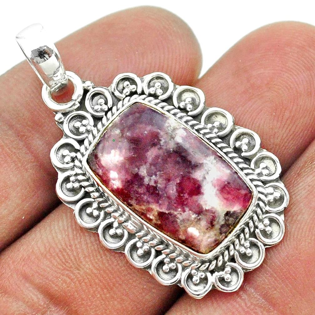 925 sterling silver 9.72cts natural purple lepidolite pendant jewelry t53295