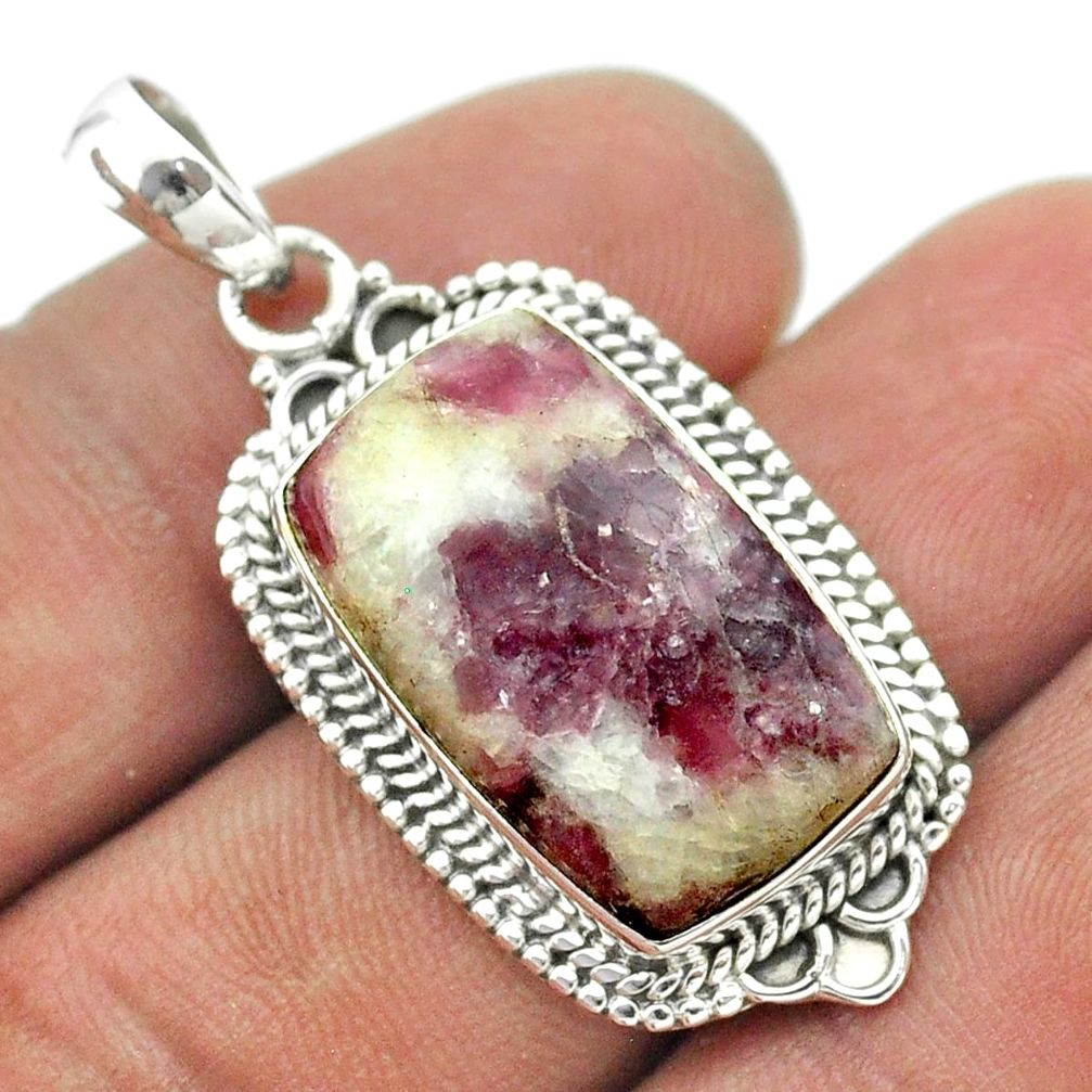 925 sterling silver 15.44cts natural purple lepidolite pendant jewelry t53300