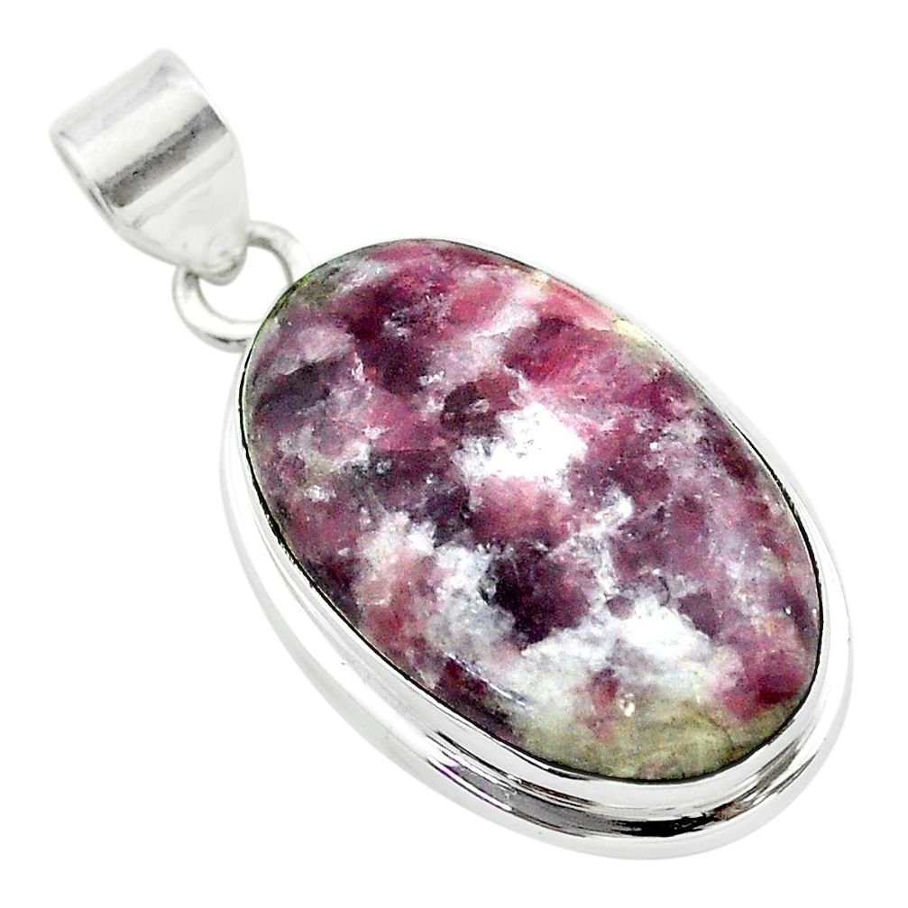 925 sterling silver 22.05cts natural purple lepidolite pendant jewelry t53757