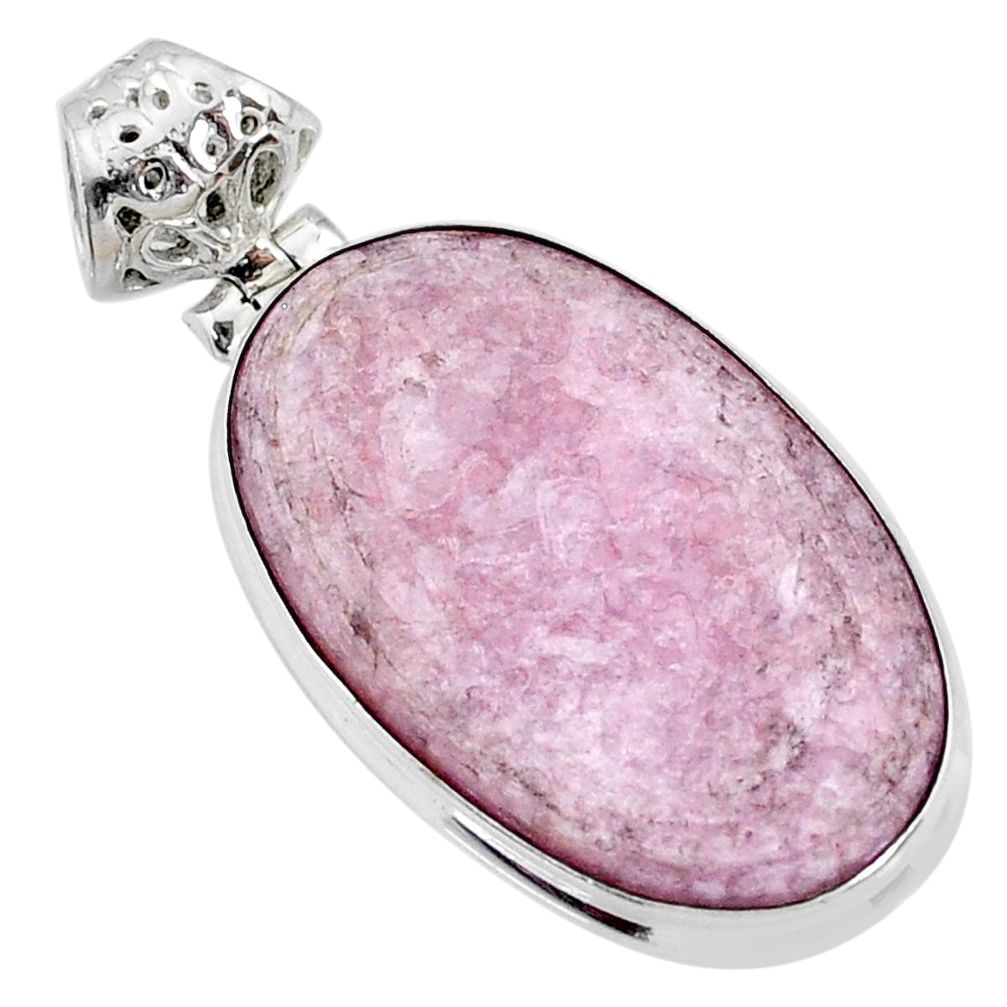 925 sterling silver 16.20cts natural purple muscovite oval pendant r72903
