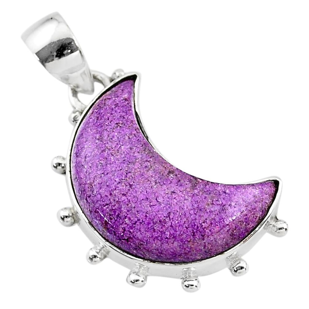 925 sterling silver 10.08cts natural moon purpurite stichtite pendant t21829