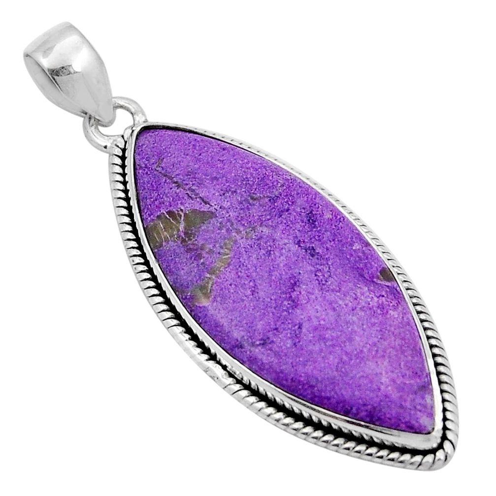 925 sterling silver 18.43cts natural purple purpurite stichtite pendant y5171