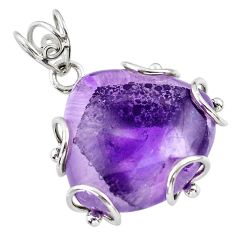 925 sterling silver 21.30cts natural purple star amethyst heart pendant t31858