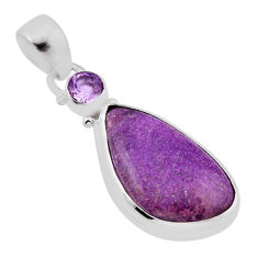 925 sterling silver 12.07cts natural purple stichtite amethyst pendant n37804