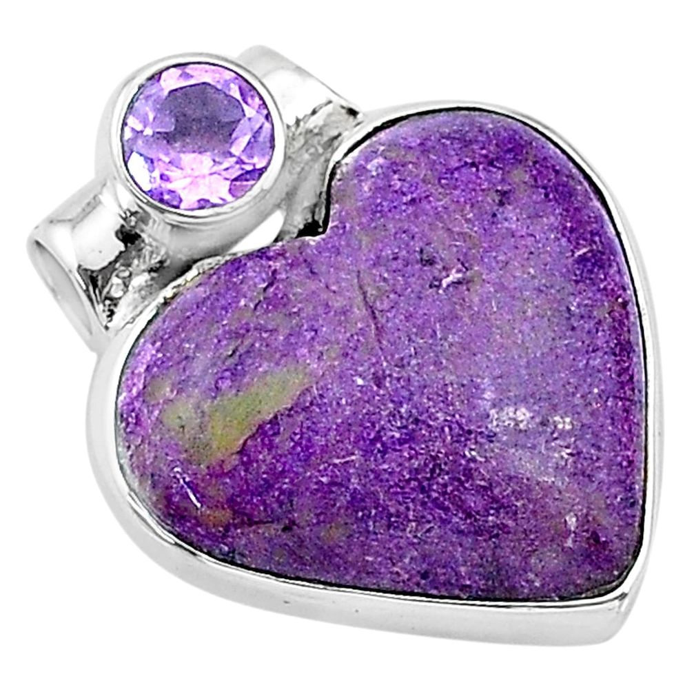 925 sterling silver 12.12cts natural purple stichtite amethyst pendant t13143