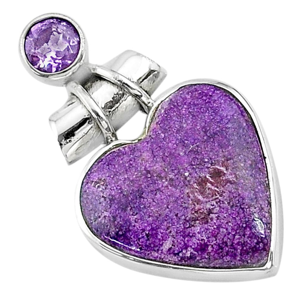 925 sterling silver 12.22cts natural purple stichtite amethyst pendant t13147