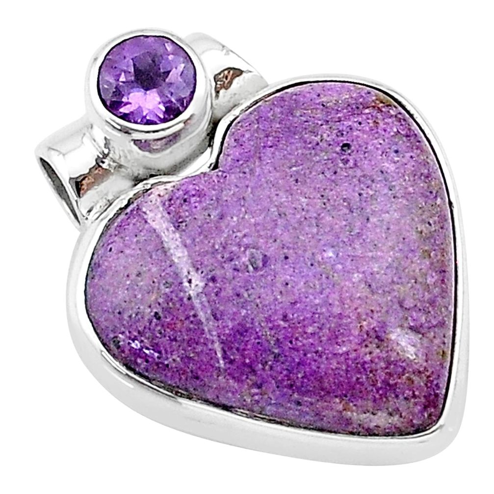 925 sterling silver 12.22cts natural purple stichtite amethyst pendant t13164