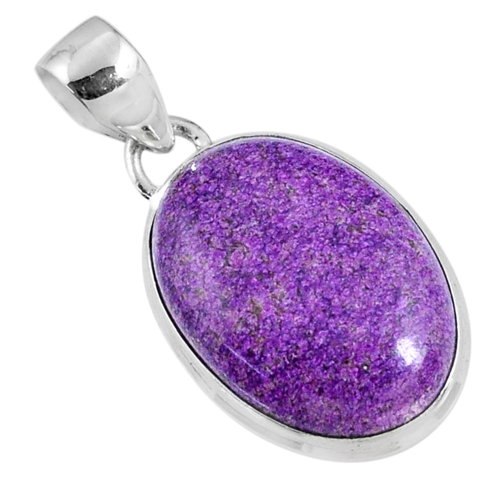 925 sterling silver 13.67cts natural purple stichtite oval pendant r60856