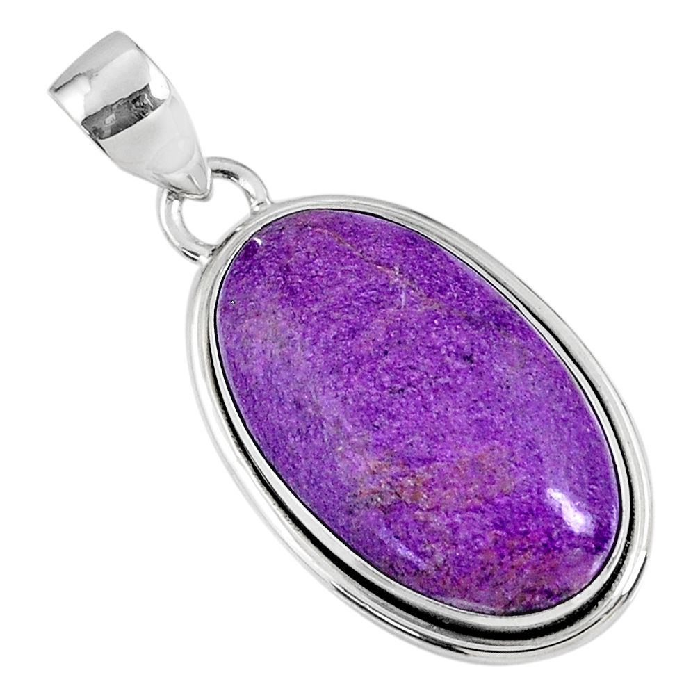 925 sterling silver 13.10cts natural purple stichtite oval shape pendant r60876