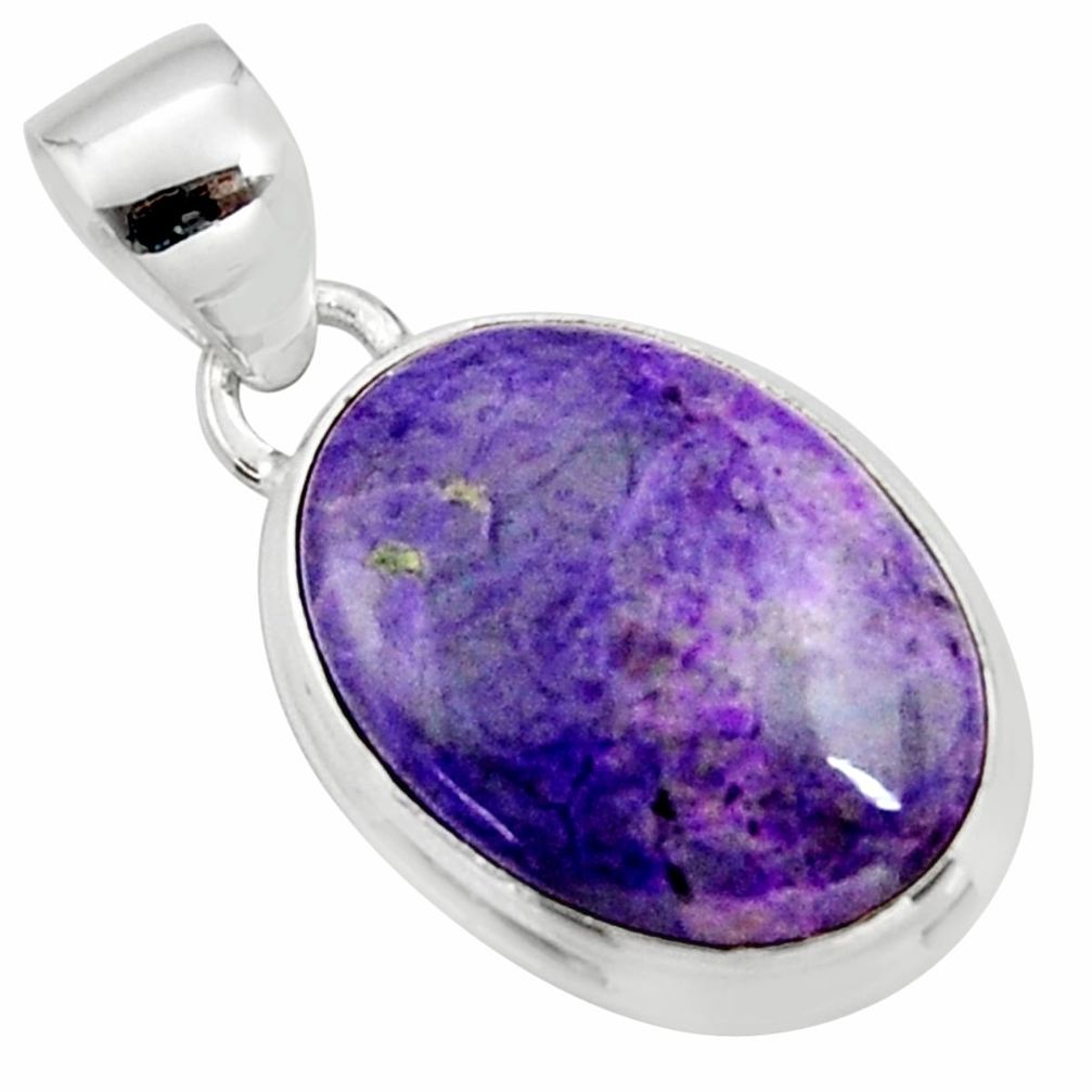 925 sterling silver 11.65cts natural purple sugilite oval pendant jewelry r36386