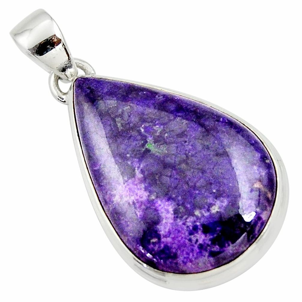 925 sterling silver 19.07cts natural purple sugilite pear pendant jewelry r36384