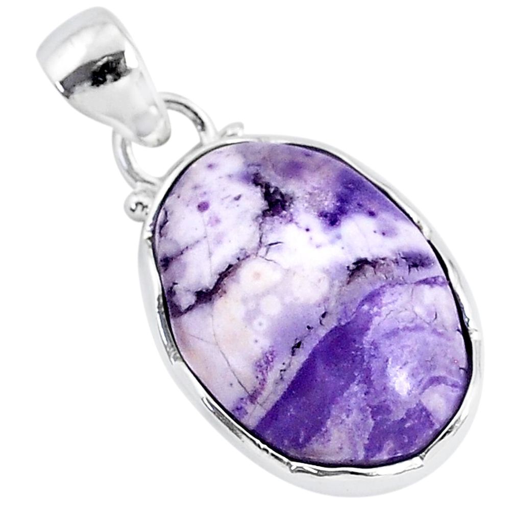 925 sterling silver 11.20cts natural purple tiffany stone pendant jewelry r94618