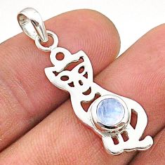 925 sterling silver 0.77cts natural rainbow moonstone cat pendant jewelry t66520