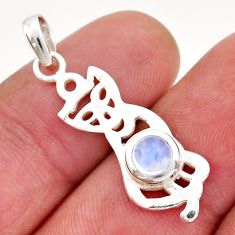 925 sterling silver 0.91cts natural rainbow moonstone cat pendant jewelry y32651