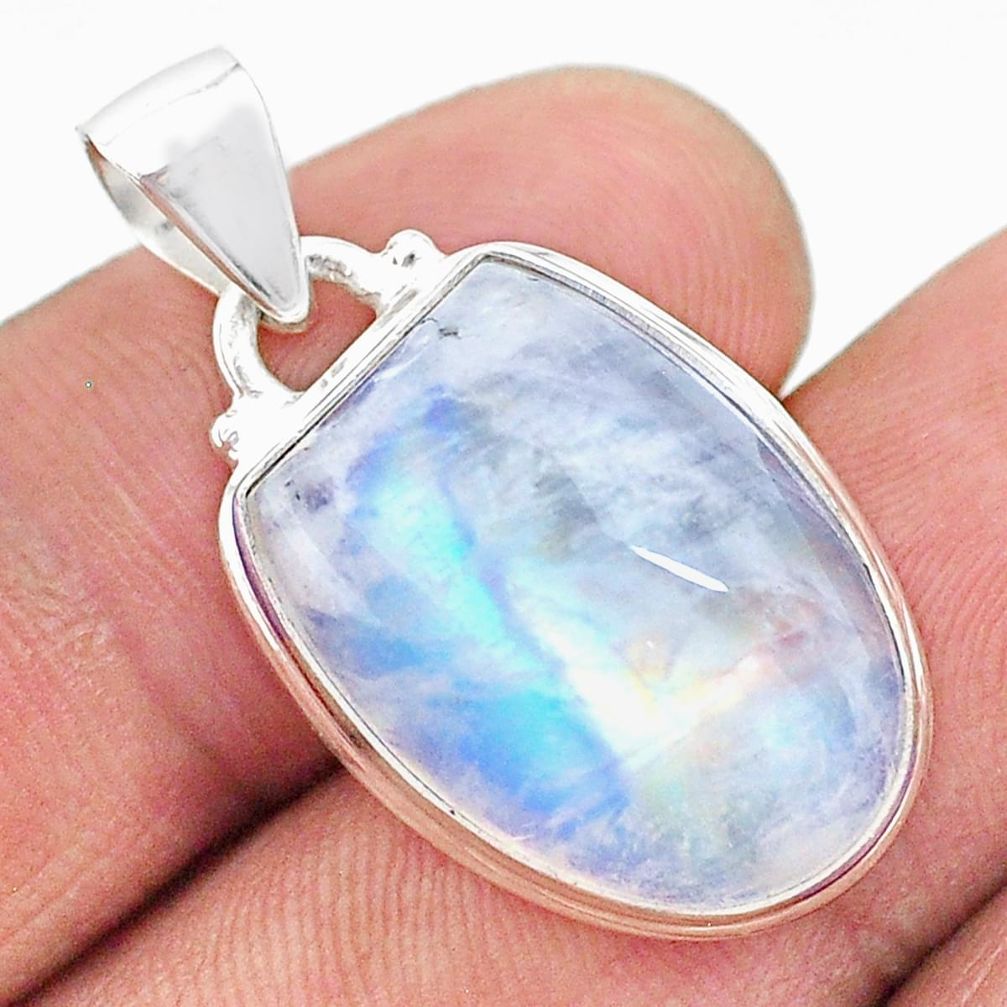 925 sterling silver 14.72cts natural rainbow moonstone fancy pendant t23754