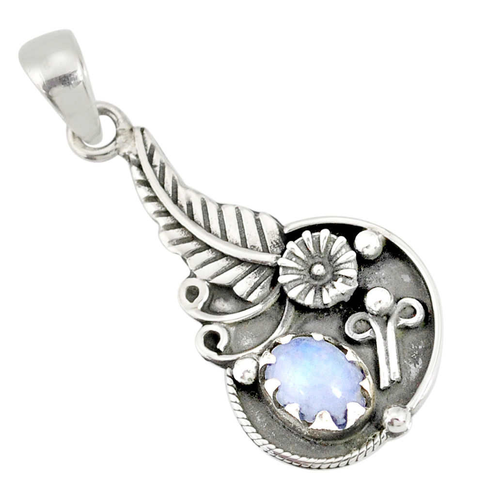 925 sterling silver 2.08cts natural rainbow moonstone flower pendant r77859