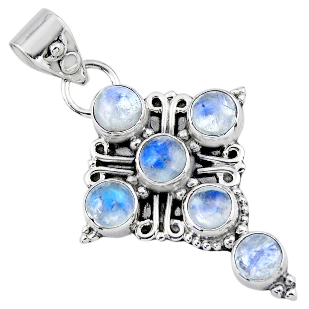 925 sterling silver 5.63cts natural rainbow moonstone holy cross pendant r55839