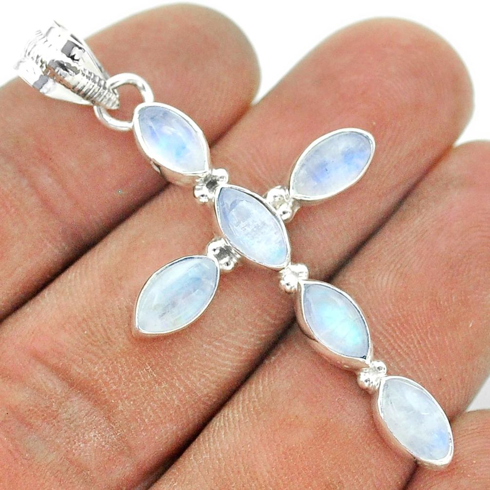 925 sterling silver 9.33cts natural rainbow moonstone holy cross pendant t52872