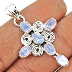 925 sterling silver 6.38cts natural rainbow moonstone holy cross pendant t85938