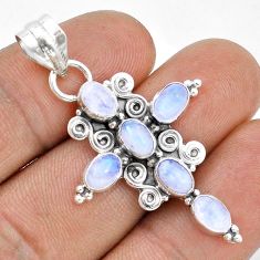 925 sterling silver 6.07cts natural rainbow moonstone holy cross pendant y1314