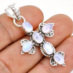 925 sterling silver 5.98cts natural rainbow moonstone holy cross pendant y1320